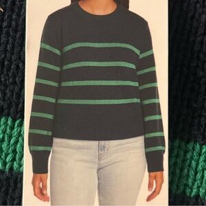 NWT Gap Crewneck Sweater Womens Warm Winter Striped Blue Green size XS
